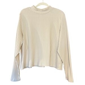 Old Navy Women’s Wish Bone Ribbed Long Sleeve Mock Neck Top XXL Cream Boho Basic